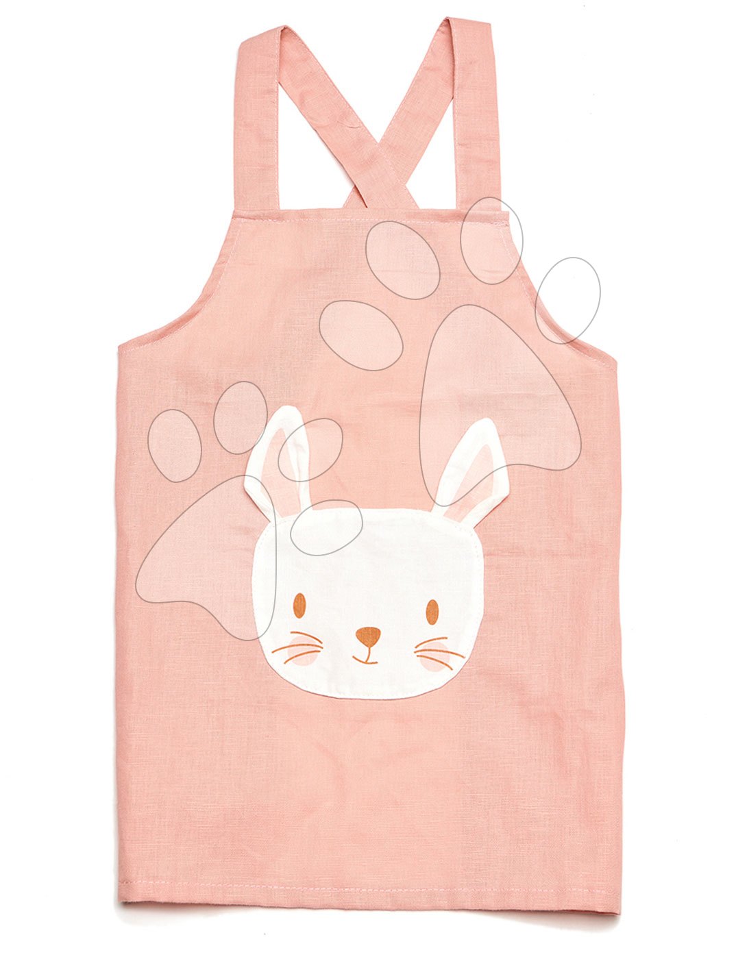 Zástera pre deti Zajačik Rabbit Linen Cotton Apron ThreadBear z bavlny pastelovo-ružová od 3-8 rokov