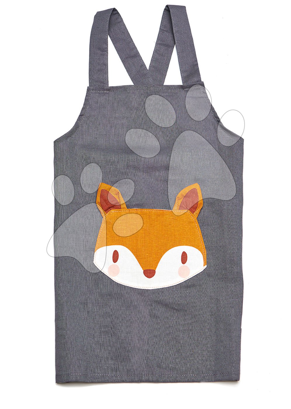 Zástěra pro děti Liška Fox Linen Cotton Apron ThreadBear z bavlny jemně šedá od 3–8 let