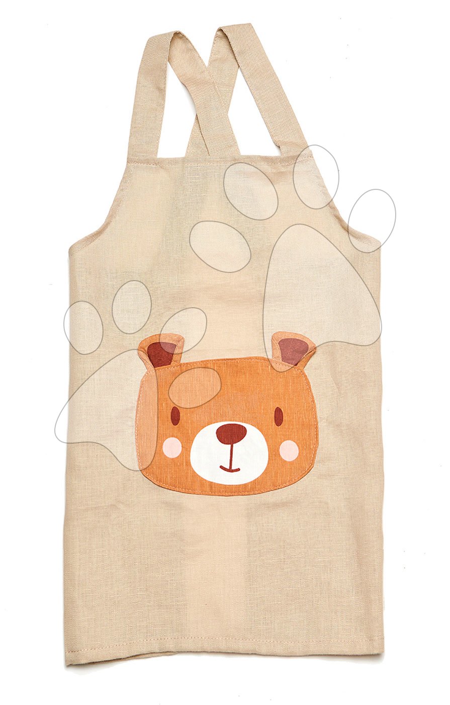 Kötényke gyerekeknek Mackó Bear Linen Cotton Apron ThreadBear pamutszövetből bézs 3-8 éves korosztálynak