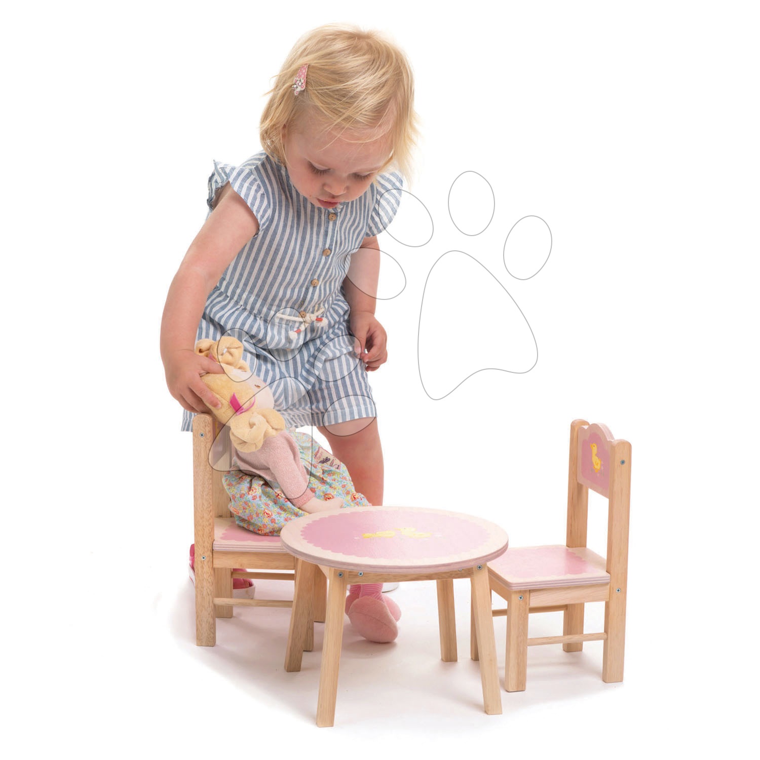 Drevený stôl so stoličkami Sweetiepie Table&Chairs Tender Leaf Toys pre 36 cm bábiku