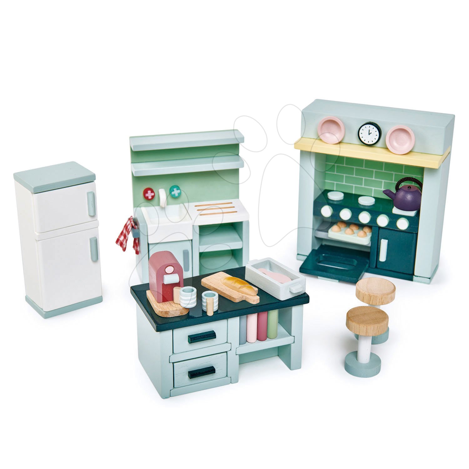 E-shop Drevený nábytok do kuchynky Dovetail Kitchen Set Tender Leaf Toys 6-dielna súprava s komplet vybavením a doplnkami