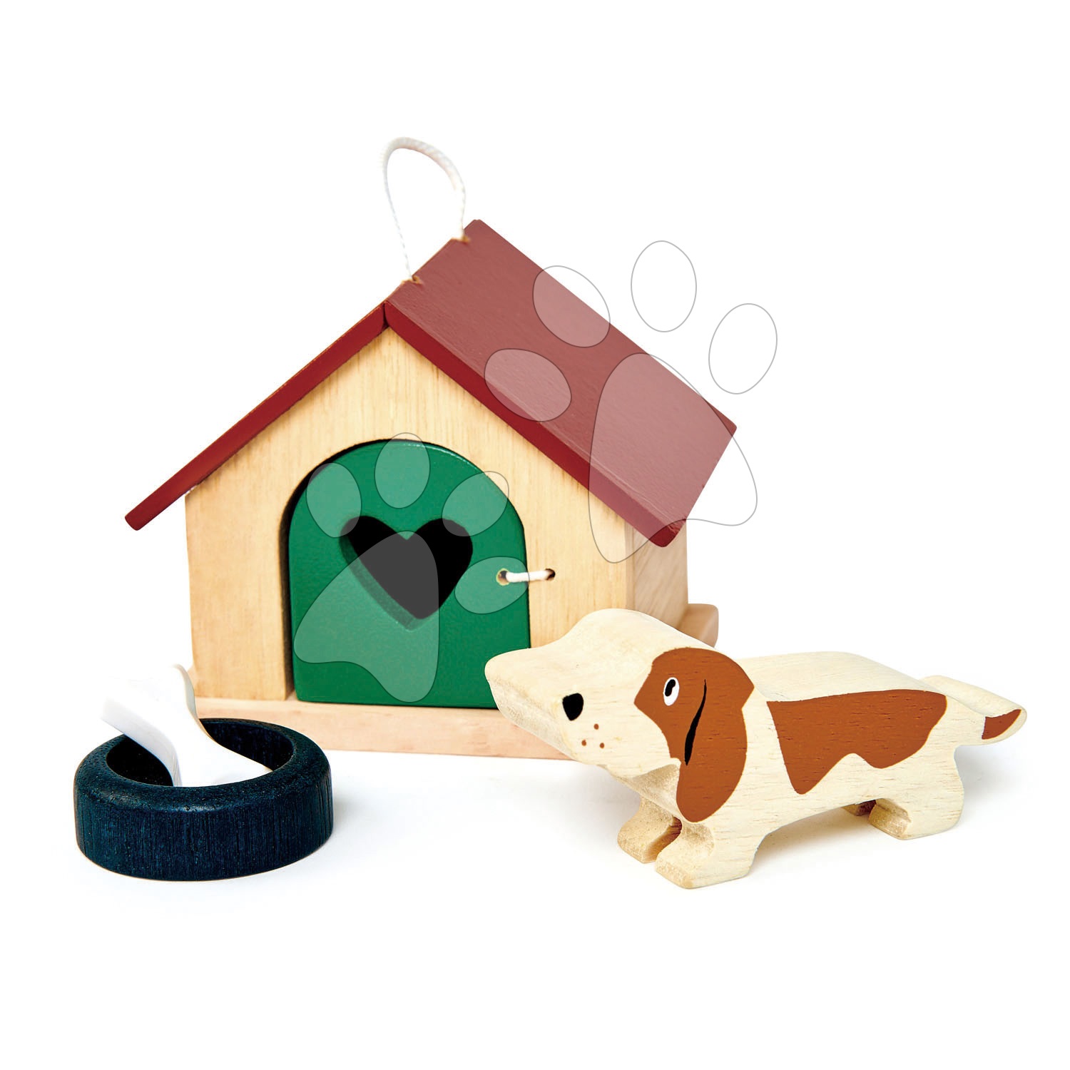 Drevená búda so psom Pet Dog Set Tender Leaf Toys s miskou