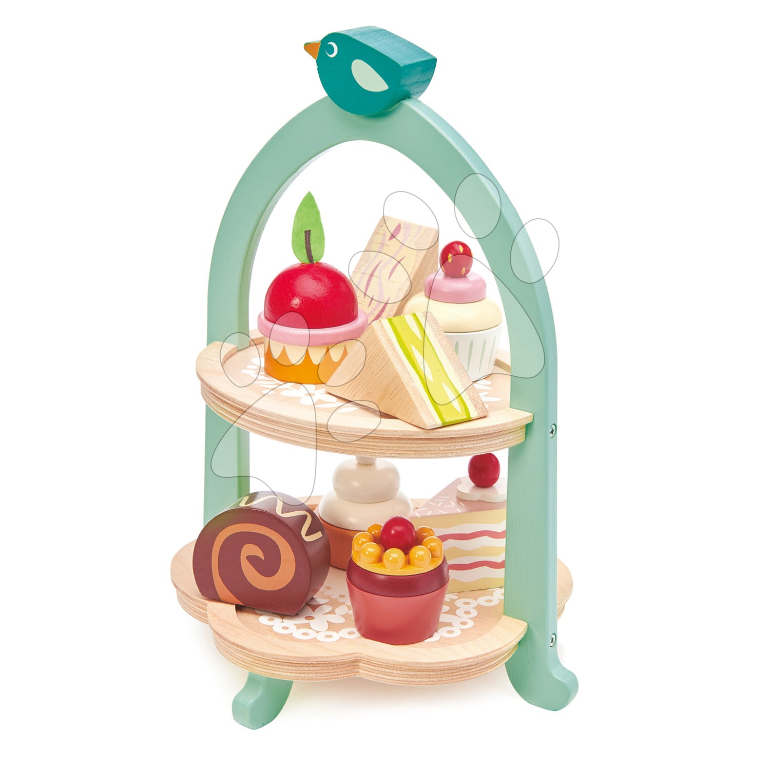 E-shop Drevená cukráreň Birdie Afternoon Tea stand Tender Leaf Toys so zákuskami a sendvičmi