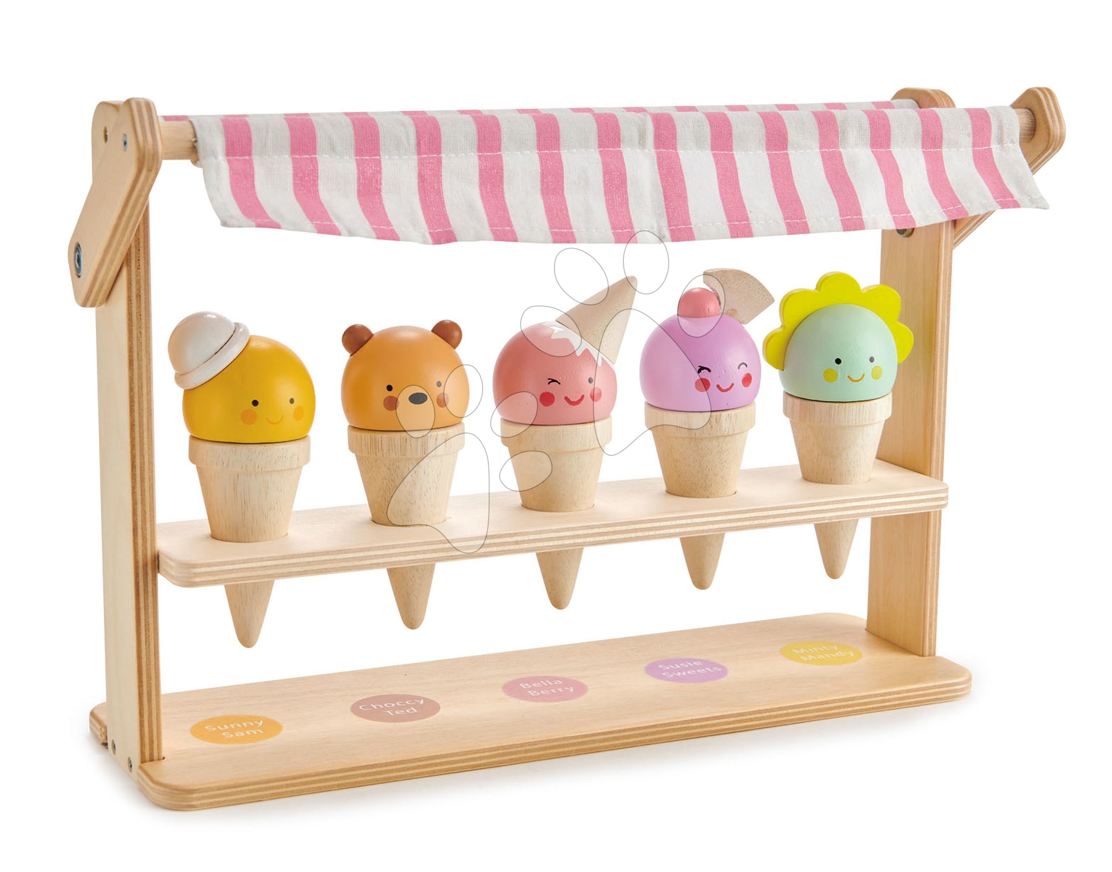 Gelateria in legno, 5 tipi di coni, Tender Leaf Toys