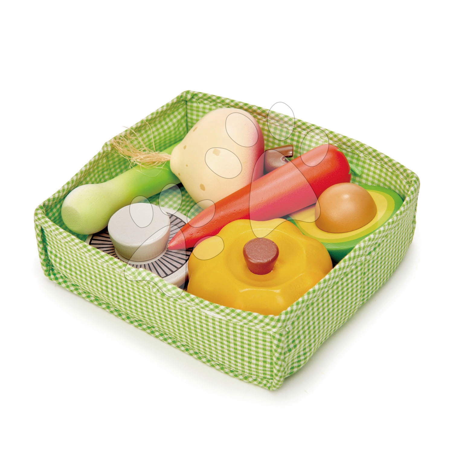 Drevená zelenina Veggie Crate Tender Leaf Toys 6 kusov v textilnom košíku