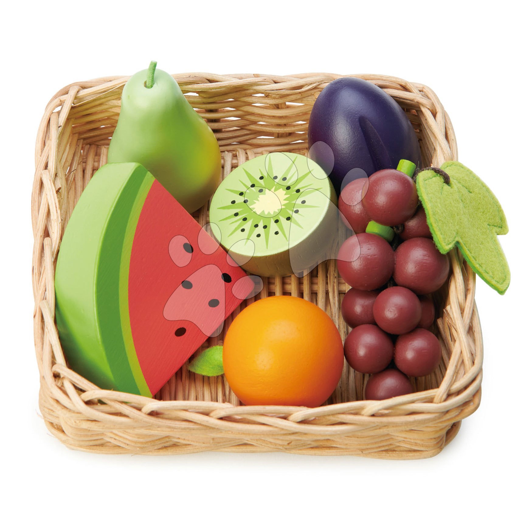 Fa kosár gyümölcsökkel Fruity Basket Tender Leaf Toys szőllő körte dinnye szilva