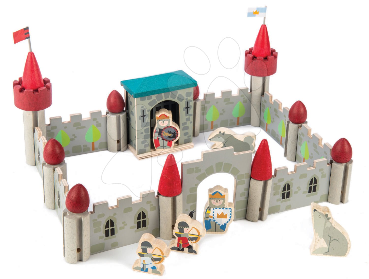 Dřevěný Vlkodlak hrad Wolf Castle Tender Leaf Toys klik a pokaždé si vytvoř jinou budovu 40 dílů