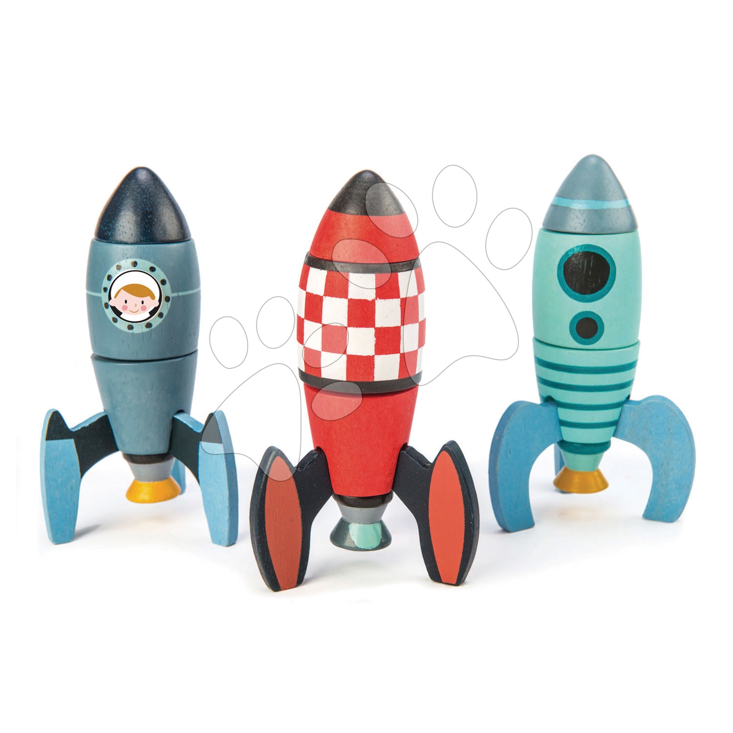 Fa rakéta építőjáték Rocket Construction Tender Leaf Toys kreatív játék, 3 fajta, 18 darabos