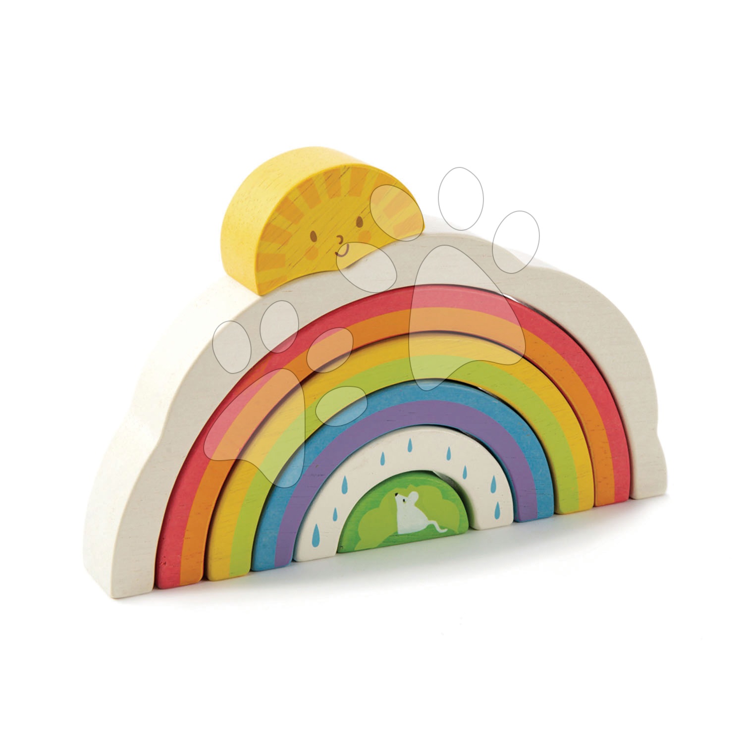 Dřevěný tunel z duhy Rainbow Tunnel Tender Leaf Toys skládačka ze 7 dílů od 18 měsíců