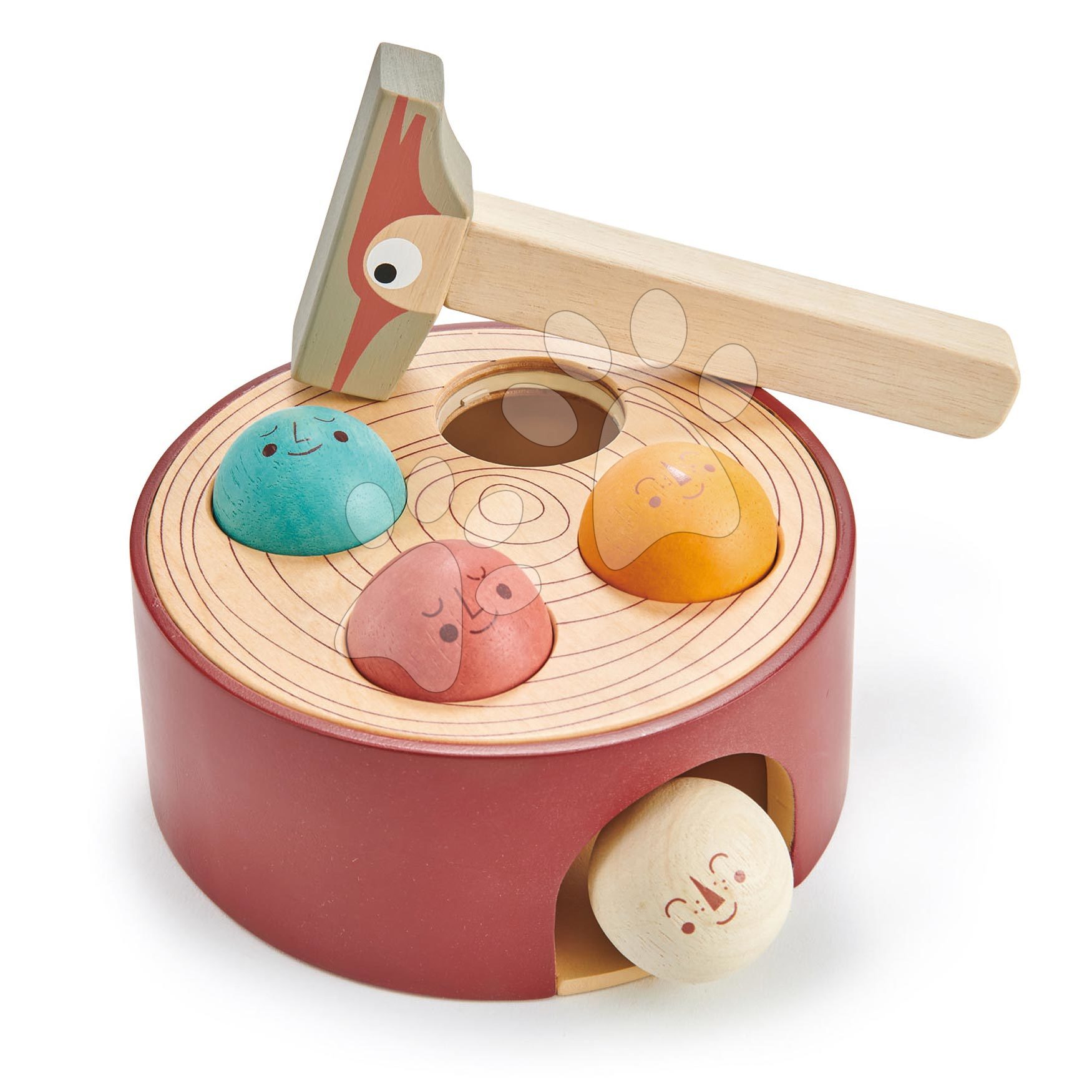 Fa kalapálós játék Woodpecker Game Tender Leaf Toys kalapáccsal és 4 labdával 18 hó-tól