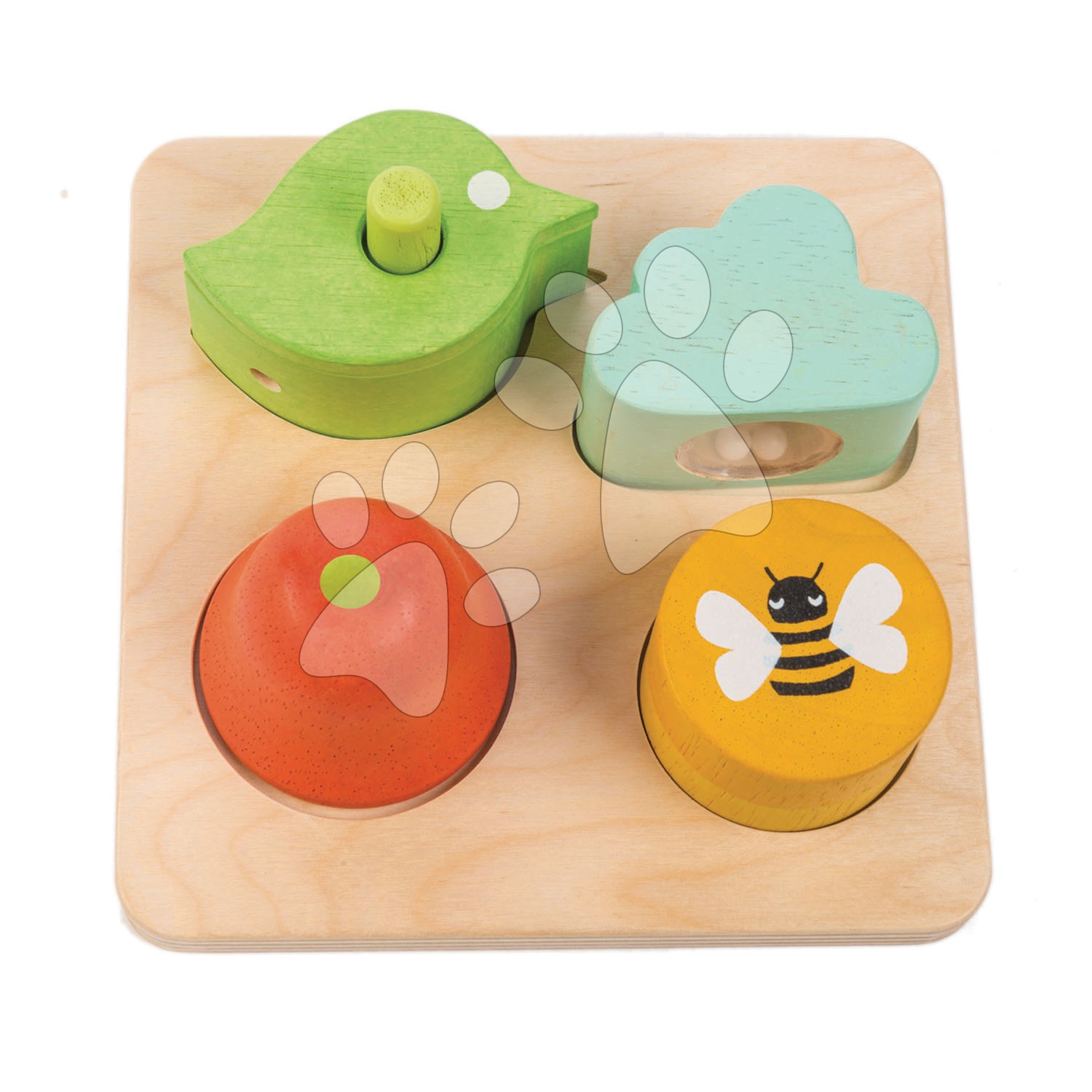 E-shop Drevené tvary so zvukom Audio Sensory Tray Tender Leaf Toys 4 druhy na podložke od 18 mes