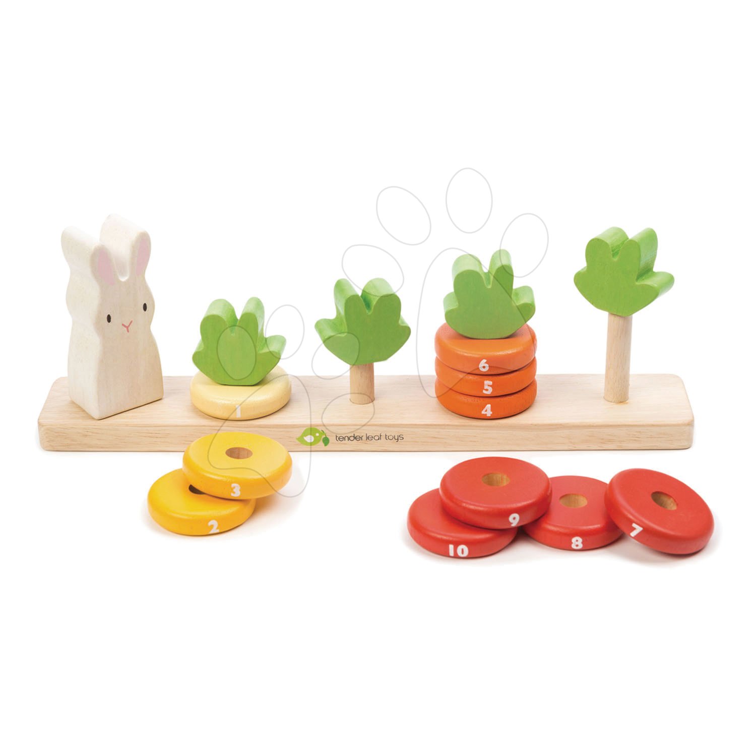 Fa növekvő répa Counting Carrots Tender Leaf Toys számozott karikákkal és nyuszival 18 hó-tól