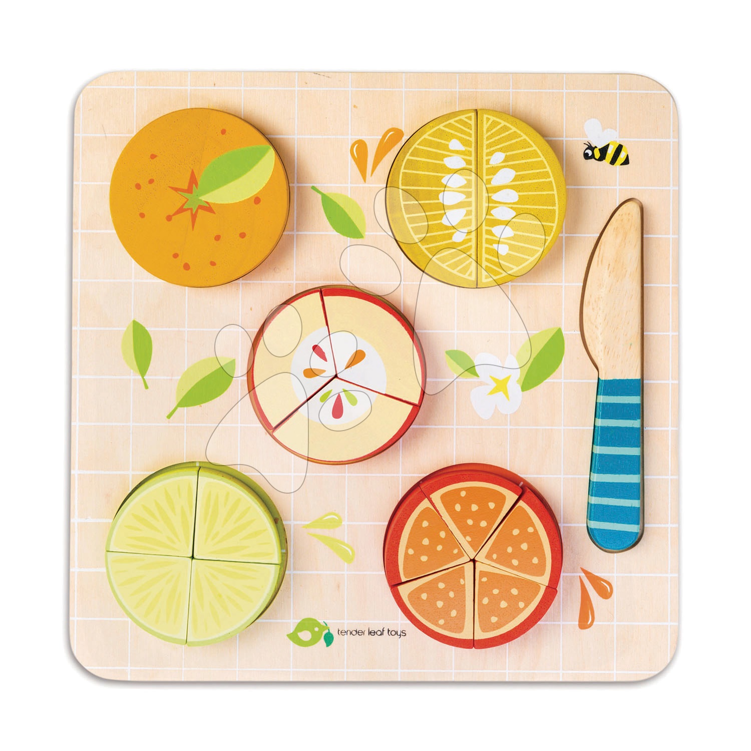 Fa gyümölcs puzzle Citrus Fractions Tender Leaf Toys 16 darabos készlet, késsel vágható 18 hó-tól