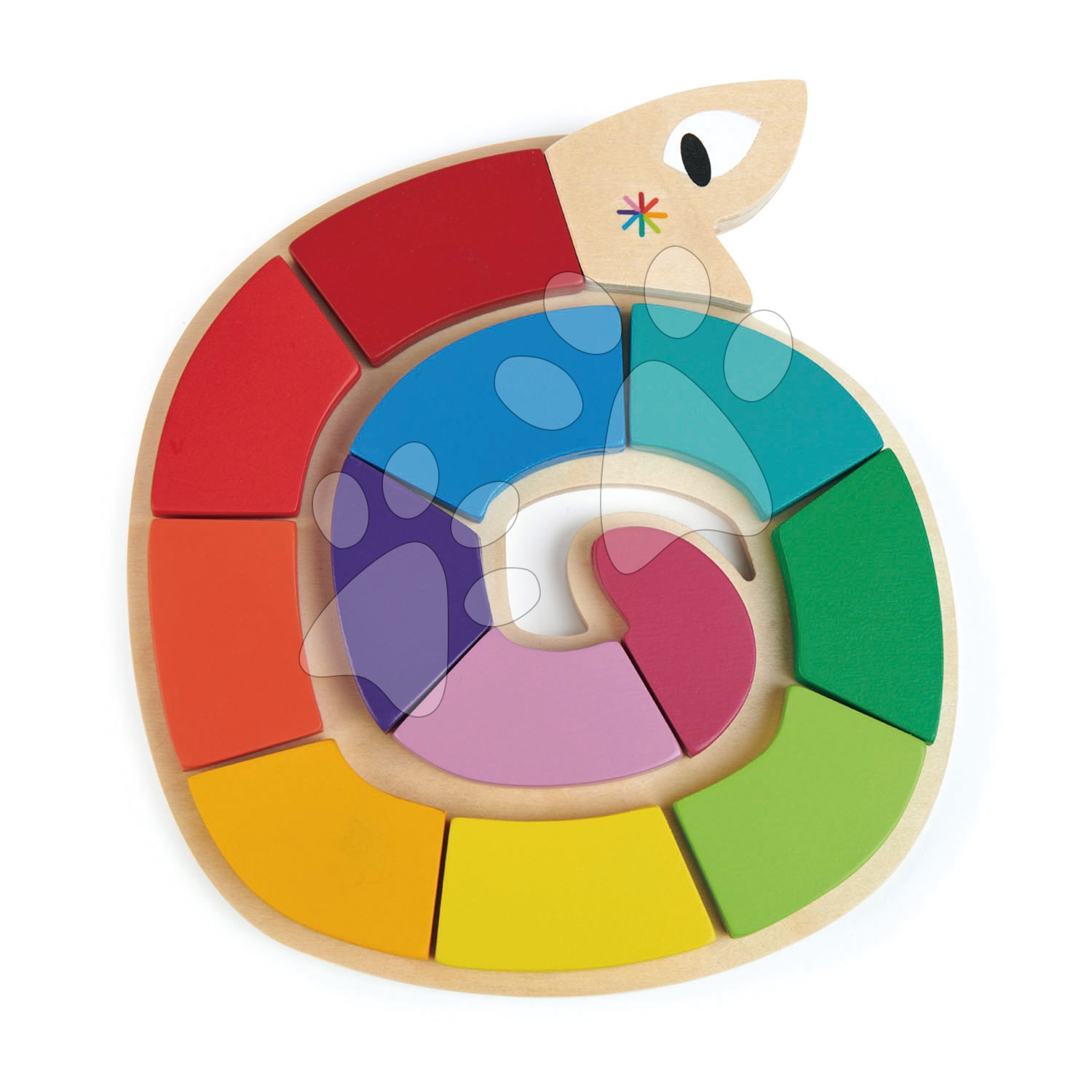 Fa tekercselt kígyó Colour Me Happy Tender Leaf Toys 12 színes forma alakzatokkal