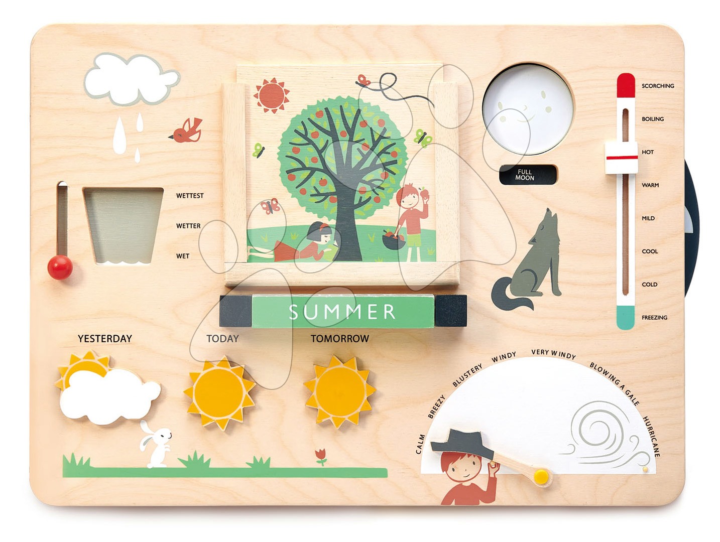 Fa meterológiai állomás Weather Watch Tender Leaf Toys fa képeslapokkal 43*31*5 cm TL8421