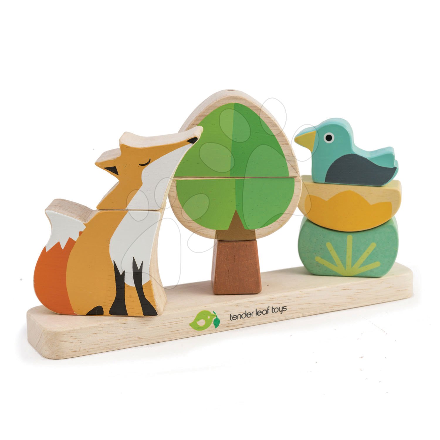 Fa mágneses kirakós rókával Foxy Magnetic Stacker Tender Leaf Toys 8 formázott kocka 18 hó-tól