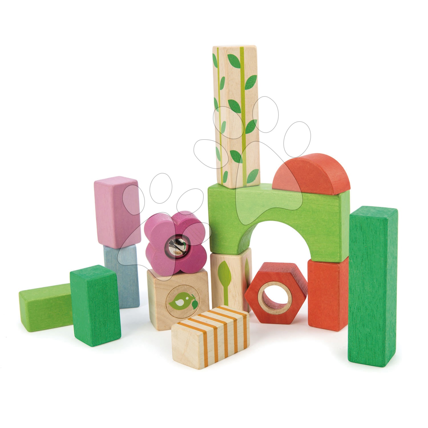 E-shop Drevené kocky lesná škôlka Nursery Blocks Tender Leaf Toys s maľovanými obrázkami a funkciami 12 dielov od 18 mes