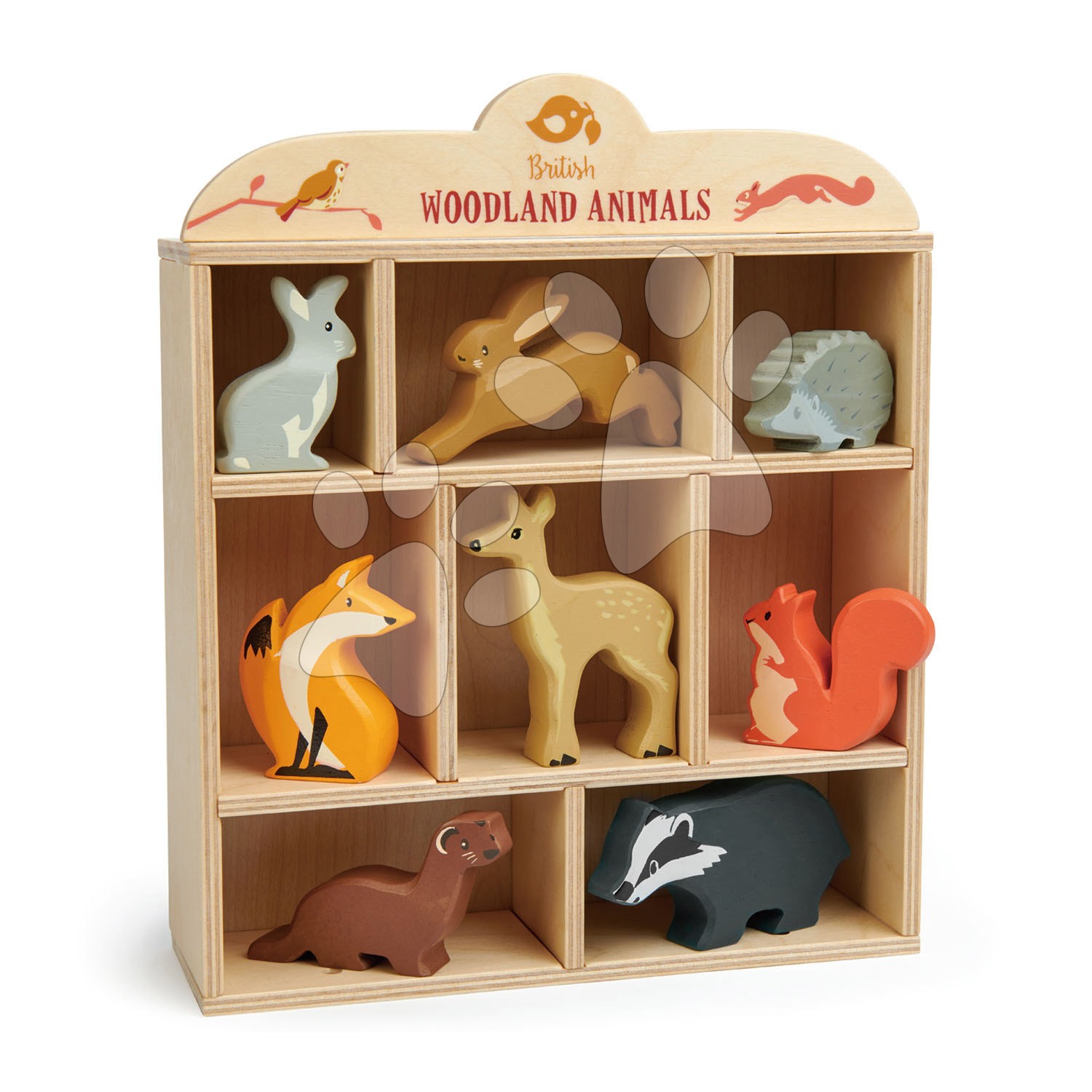 E-shop Lesné zvieratká na poličke 8 ks Woodland Animals Tender Leaf Toys králik zajac ježko líška srnka veverička lasica jazvec