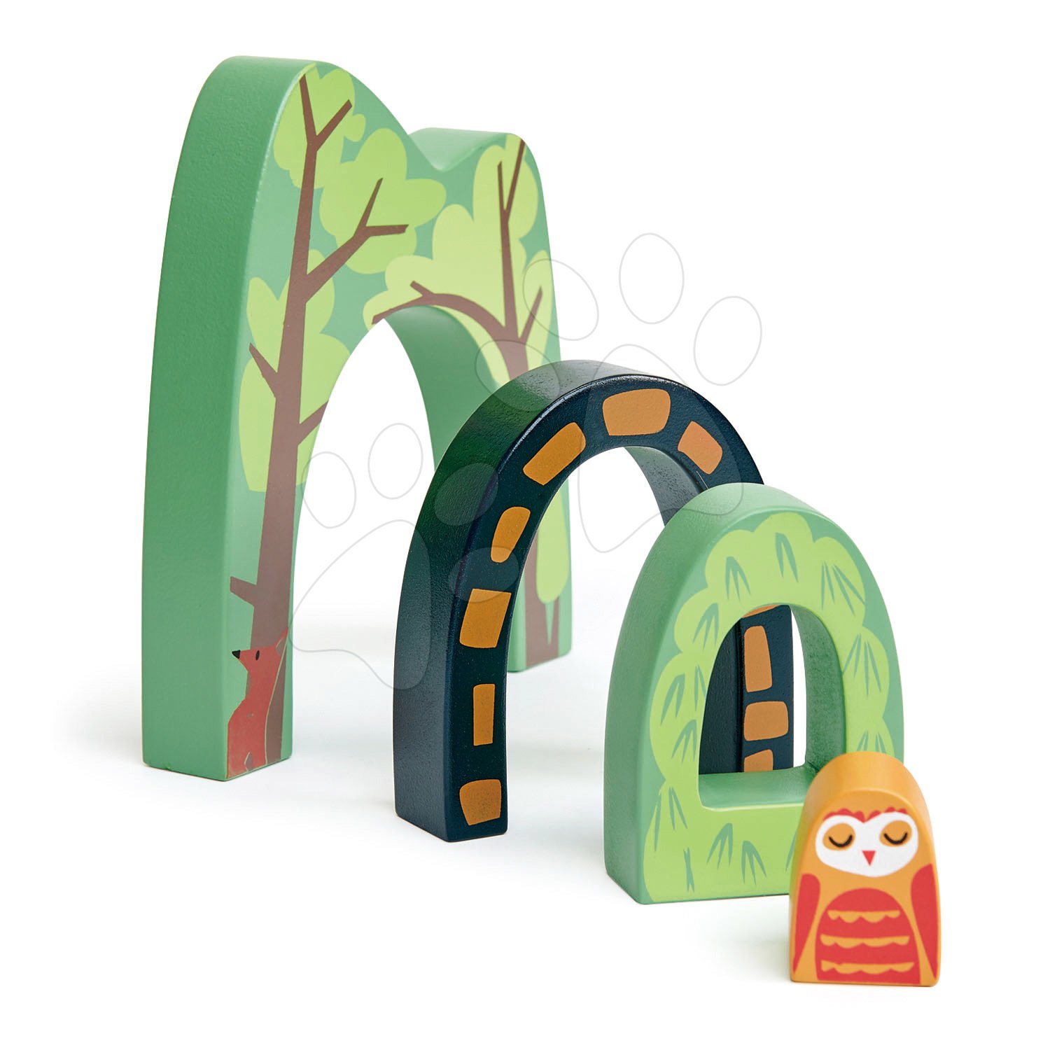 E-shop Drevený horský tunel Forest Tunnels Tender Leaf Toys 3 druhy s malou sovou uprostred