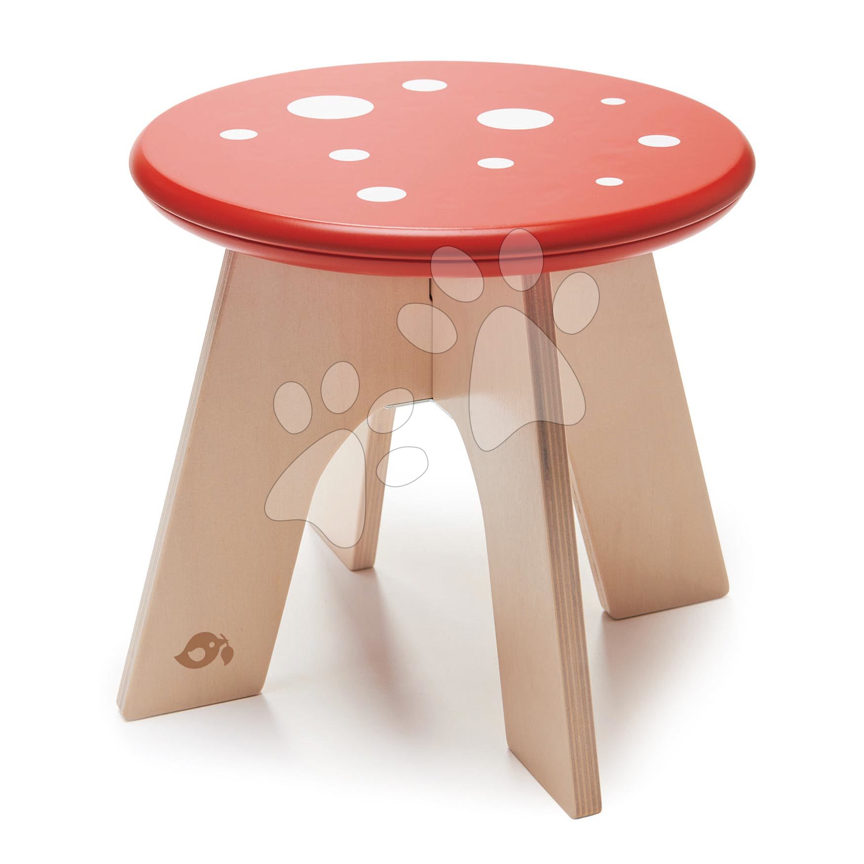 Detský drevený nábytok - Drevená stolička hríbik Toadstool Tender Leaf Toys muchotrávka s červeným bodkovaným sedadlom