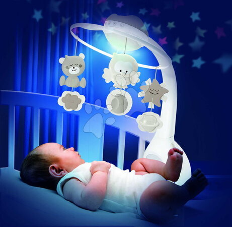 Kolotoče nad postieľku - Hudobný kolotoč nad postieľku 3in1 Projector Musical Mobile Ecru Infantino - 5