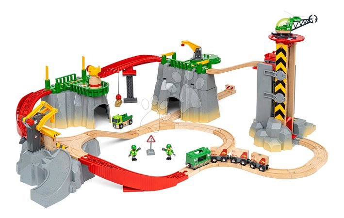 Holzeisenbahnen BRIO - Drevená vláčikodráha s magnetickým žeriavom v horách Cargo Mountain Set BRIO