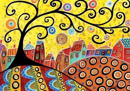 Puzzle 1000 dielne - Puzzle Blooming Village, Karla Gerard Educa - 1