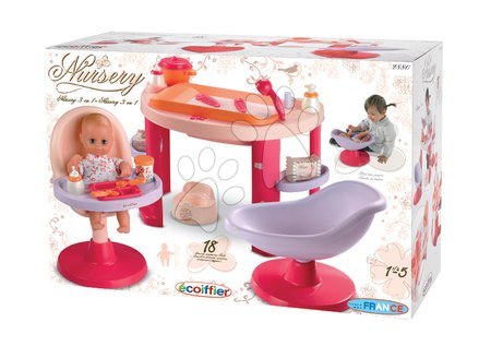 Domčeky pre bábiky sety - Stôl na prebaľovanie bábiky Nursery 3v1 Écoiffier - 1