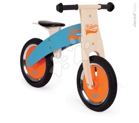 Vozidla pro děti Janod - Dřevěné balanční kolo Bikloon Janod Blue & Orange od 3 let_1