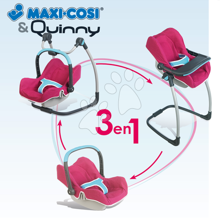 Kočárky od 18 měsíců - Sada židle, autosedačka a houpačka pro panenku Maxi Cosi & Quinny 3v1 Smoby - 3