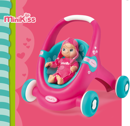 Kočárky pro panenky od 12 měsíců - Kočárek pro panenku a chodítko 2v1 MiniKiss Smoby - 4