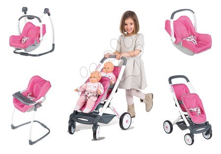 Wózki od 18 miesięcy - Zestaw wózek dla dwóch lalek 2w1 retro Maxi Cosi & Quinny Smoby - 16