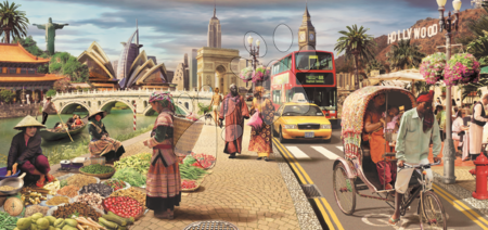 3000 darabos puzzle - Puzzle Panorama Global World Educa - 1