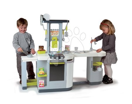 Elektroničke kuhinje - SMOBY 24131 LOFT KUCHYNKA 4 v 1 strieborna zvukova +25 doplnkov, vyska prac.dosky 50cm, vyska102cm*122cm dlzka*34 cm - 1