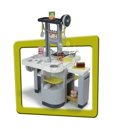 Elektroničke kuhinje - SMOBY 24131 LOFT KUCHYNKA 4 v 1 strieborna zvukova +25 doplnkov, vyska prac.dosky 50cm, vyska102cm*122cm dlzka*34 cm - 4