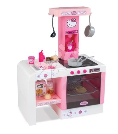 Hello Kitty - Set kuchynka Hello Kitty Cheftronic Smoby so zvukmi a 19 doplnkami jedálenská stolička a ružová bábika_1