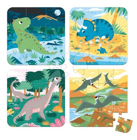 Progressive puzzles for kids - Puzzle in the suitcase Dinosaurs 4in1 Janod