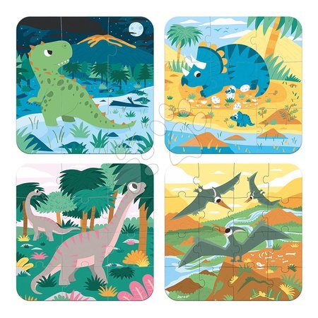 Progressive puzzles for kids - Puzzle in the suitcase Dinosaurs 4in1 Janod_1