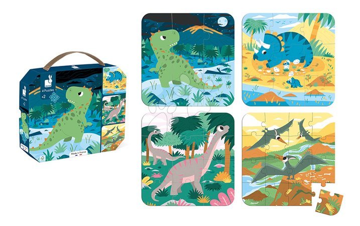 Progressive puzzles for kids - Puzzle in the suitcase Dinosaurs 4in1 Janod - 2