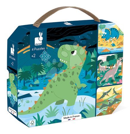 Progressive puzzles for kids - Puzzle in the suitcase Dinosaurs 4in1 Janod - 3