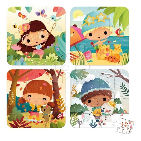 Progressive puzzles for kids - Puzzle in the suitcase Seasons 4in1 Janod