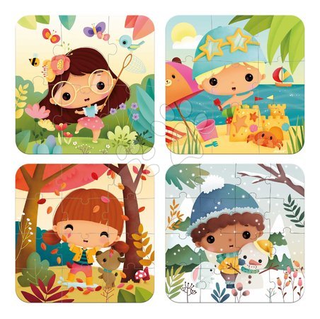 Progressive puzzles for kids - Puzzle in the suitcase Seasons 4in1 Janod_1