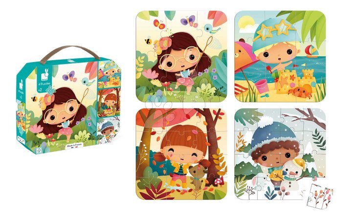 Progressive puzzles for kids - Puzzle in the suitcase Seasons 4in1 Janod - 2