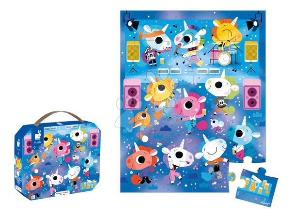 Kids' puzzles up to 100 pieces - Puzzle in the suitcase Unicorn at the concert Janod - 2