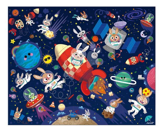 Jigsaw puzzles and games from manufacturer Janod | Page 2 - Puzzle in the suitcase Rocket in space Janod_1