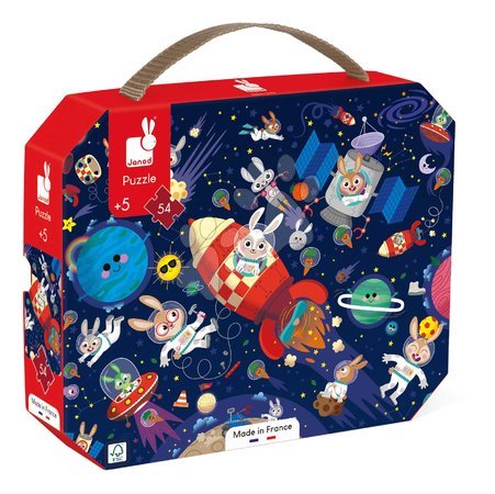 Kids' puzzles up to 100 pieces - Puzzle in the suitcase Rocket in space Janod - 3