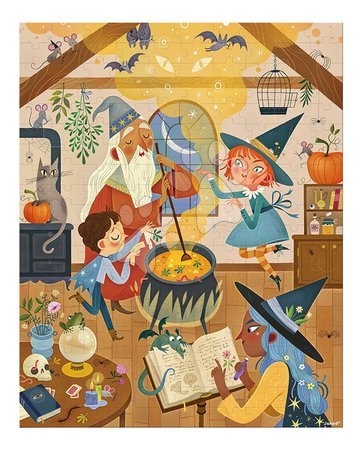 Kids' 100-300 piece puzzles - Puzzle in the suitcase Wizarding School Janod_1