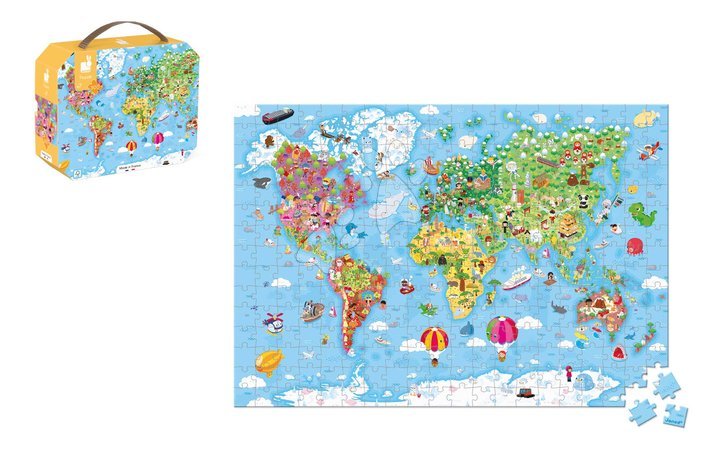 Kids' 100-300 piece puzzles - Puzzle in a suitcase World Map Janod - 2