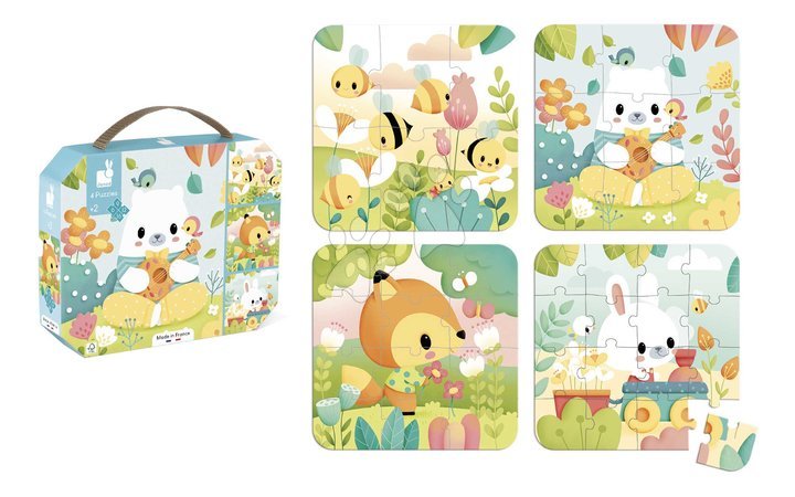 Progressive puzzles for kids - Puzzle in the suitcase Animals Pure Evolutionary Puzzle 4in1 Janod - 2