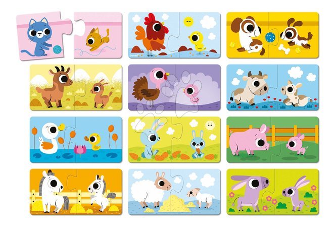 Matching games - Board game for children Duonimo Find the animal babies Janod